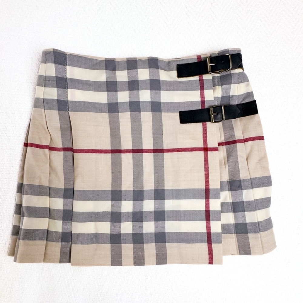 Burberry Girl Pleated Mini Skirt | Light Tan | Size 8Y